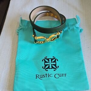 Rustic Cuff Hunter Green and Gold Dounle Wrap Bracelet